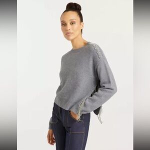 FOREVER 21 - Gray Women's Sweater with Jewelry Fringe Detail